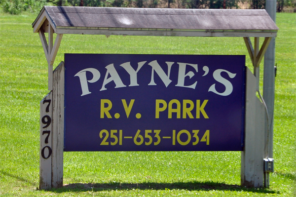 Paynes's RV Park entry sign
